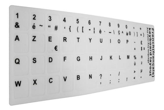 Sticker autocollant AZERTY pour touches de clavier BLANC